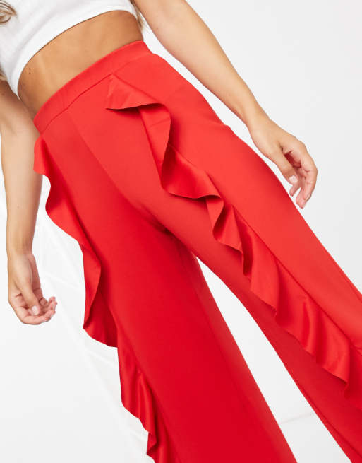 Red ruffle hot sale pants