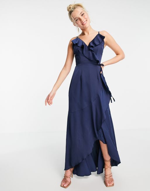 satin navy wrap