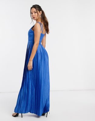 satin maxi dress blue