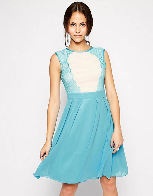 Little Mistress Skater Dress with Lace Detail