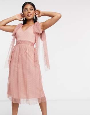 little mistress pink midi dress