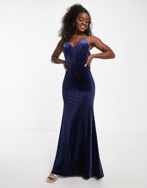 Navy blue store velvet formal dress