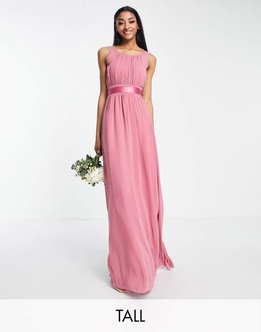 Little Mistress Tal - Vestito lungo da damigella in chiffon, colore rosa scuro