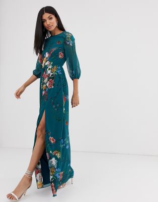 3 quarter sleeve maxi dress