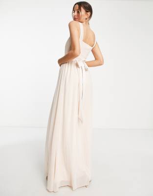 Little Mistress Tall Bridesmaid chiffon maxi dress in blush