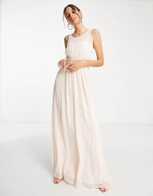 Little Mistress Tall Bridesmaid chiffon maxi dress in blush