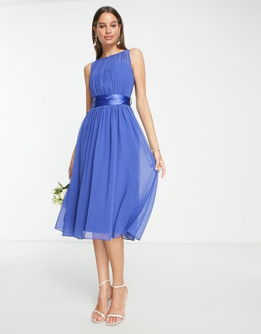 chiffon tie back midi skater dress Toast Worthy Tie-Back Skater Dress