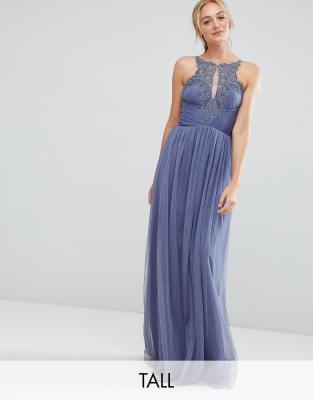 little mistress lavender grey embellished maxi dress