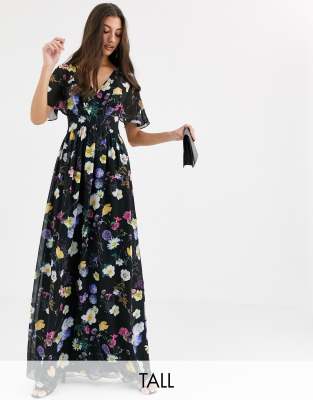 black floral kimono dress