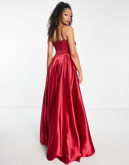 Little Mistress Tall - Geplooide maxi-jurk in herfstrood, 2 van 4
