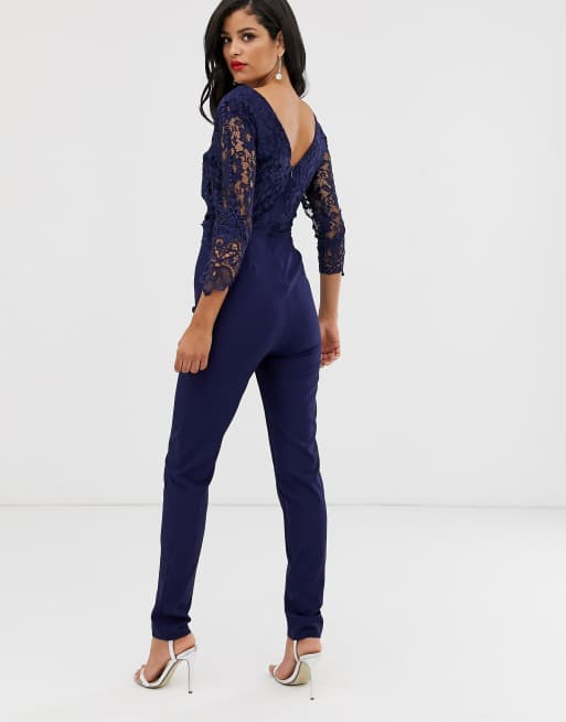 Little Mistress Tall Jumpsuit Mit Armeln Aus Spitze Asos