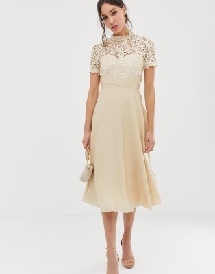 little mistress lace insert skater dress