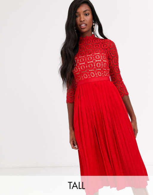 Asos red lace outlet dress