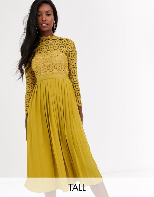 Mustard hotsell dress lace