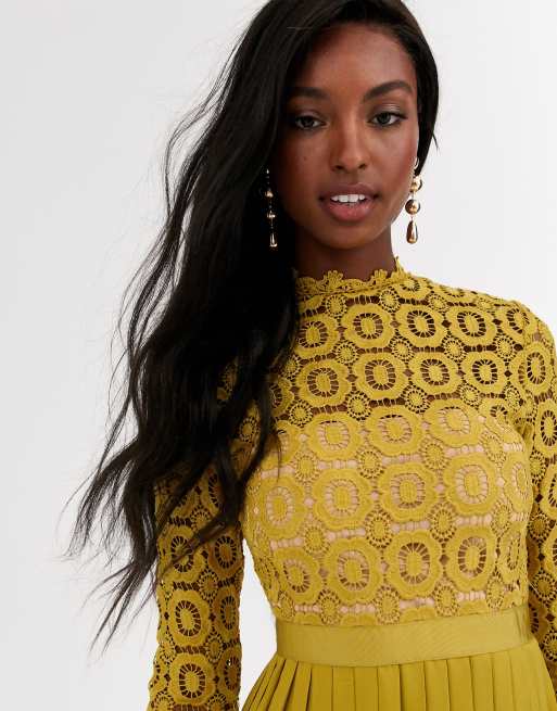 Mustard color lace dress hotsell