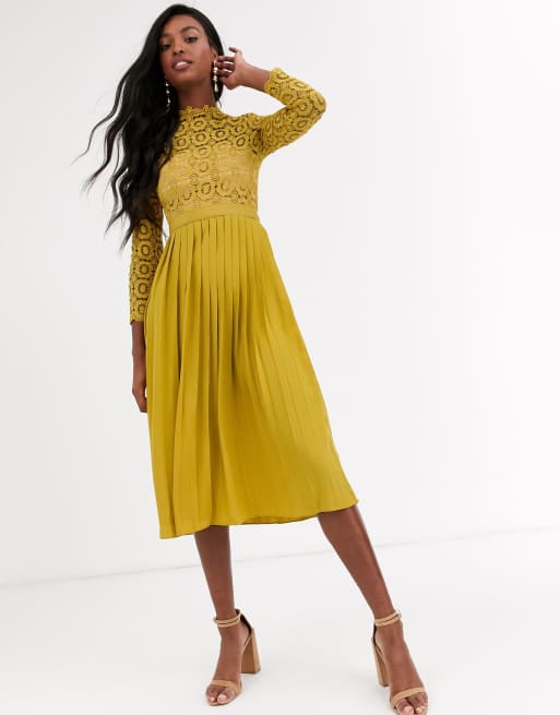 Mustard yellow shop lace dress