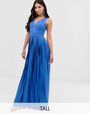 Little Mistress Tall plunge front pleated maxi dress | ASOS