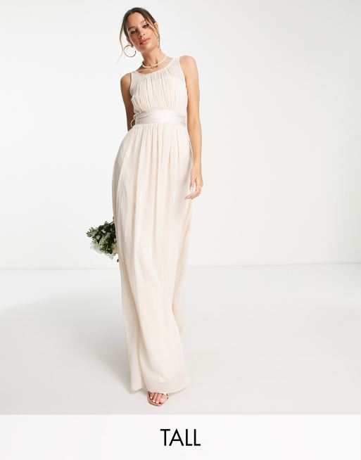 Little Mistress Tall - Robe longue de demoiselle d'honneur en mousseline - Blush