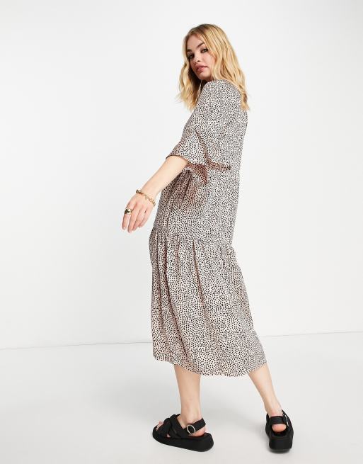 Little Mistress tiered midi dress in polka dot , 2 of 4