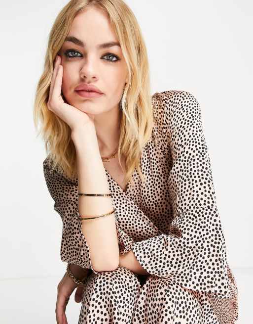 Little Mistress tiered midi dress in polka dot , 3 of 4