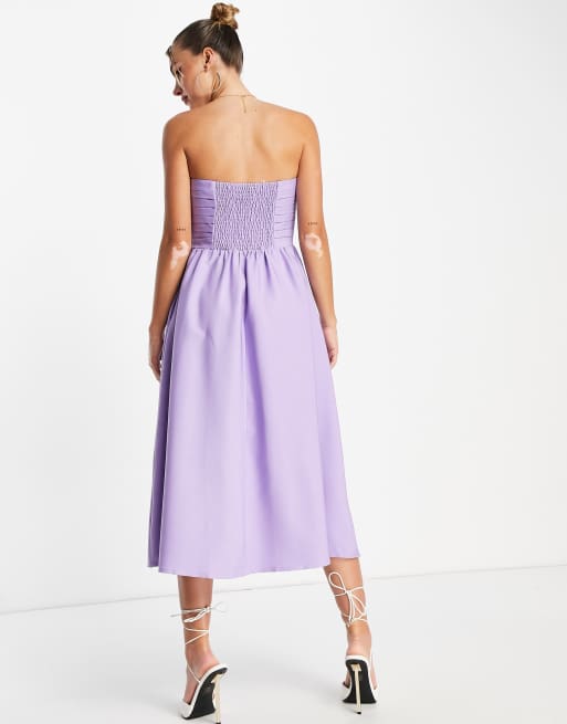 Little Mistress – Trägerloses, ausgestelltes Kleid in Flieder, 2 von 4