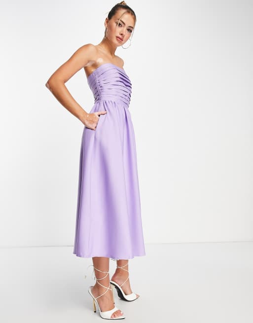 Little Mistress – Trägerloses, ausgestelltes Kleid in Flieder, 4 von 4