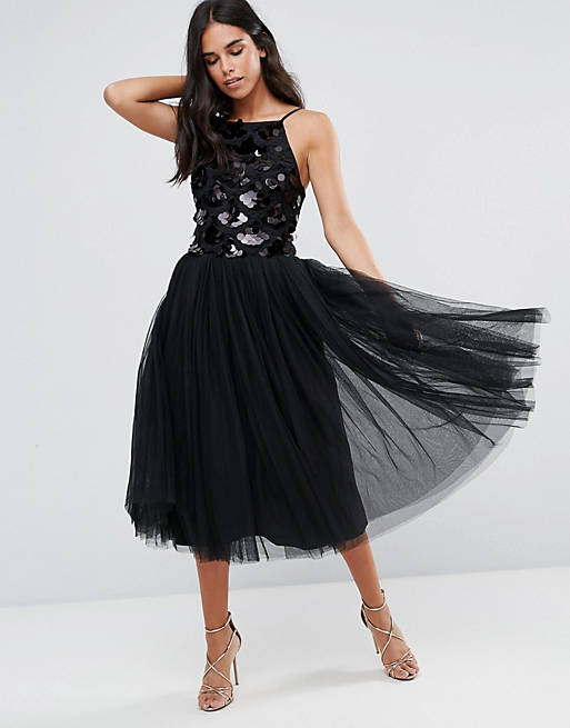 Little Mistress Tulle Dress With Sequin Upper