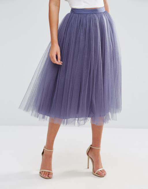 Little mistress tulle midi prom skirt 2025 in lavender grey