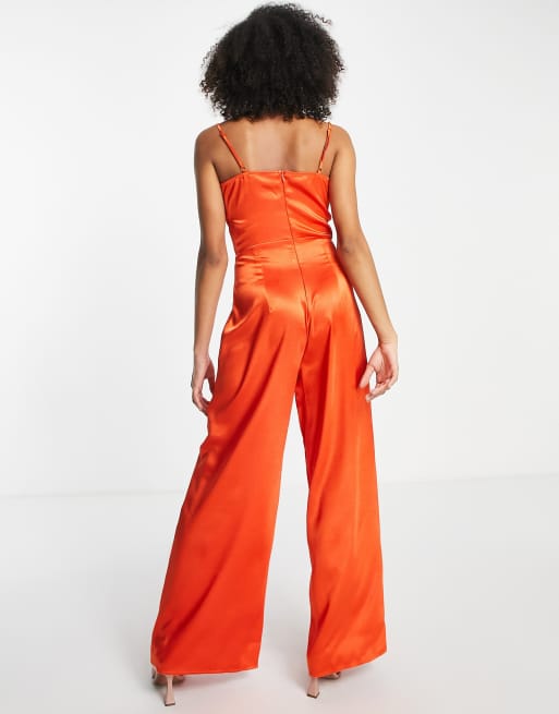 Little Mistress - Tute jumpsuit da damigella arancione tramonto, 2 di 4