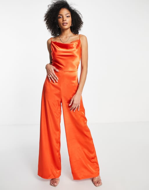 Little Mistress - Tute jumpsuit da damigella arancione tramonto, 4 di 4