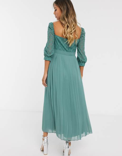 Little Mistress - Vestito blu Nilo in pizzo con scollo a cuore, 2 di 4