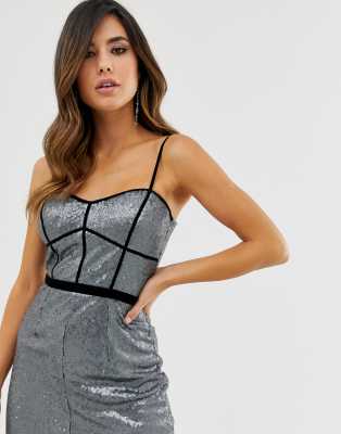 Vestito lungo in paillettes senza maniche-Grigio - Little Mistress  donna Grigio - immagine2