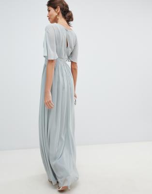 chiffon angel sleeve maxi dress
