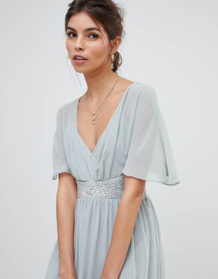 chiffon angel sleeve maxi dress