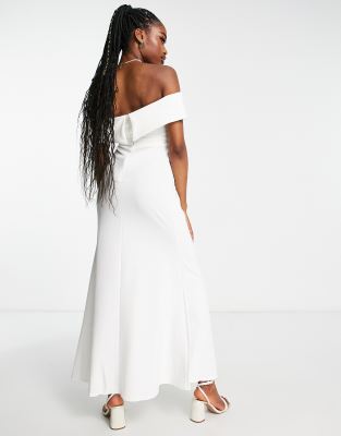 Little mistress allover broderie plunge clearance front maxi dress in white