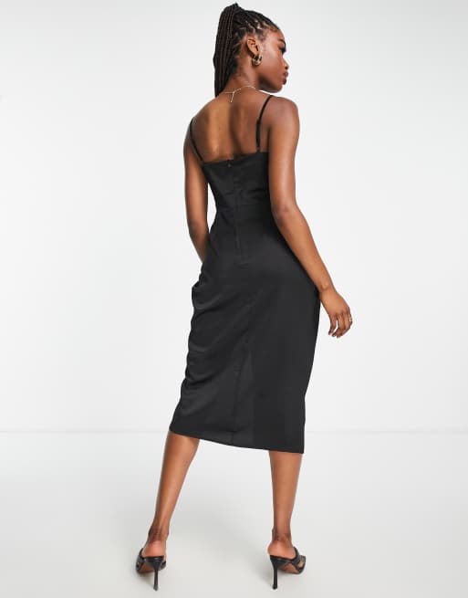 Nala Midi Dress In Black Satin  Black satin, Midi dress, Dress