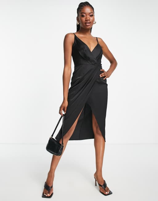 Black cami 2025 wrap dress