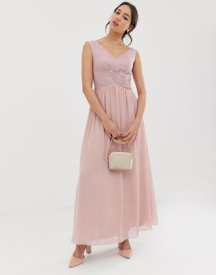 Little Mistress wrap front maxi dress-Pink