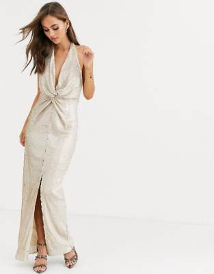 cream wrap maxi dress