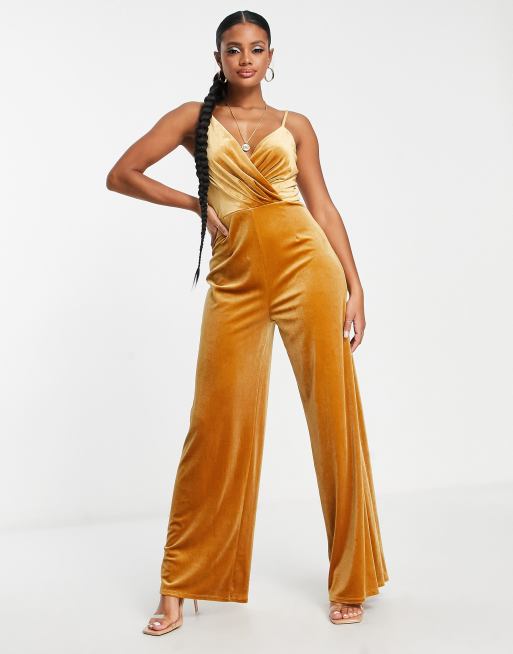 Mustard velvet sales jumpsuit