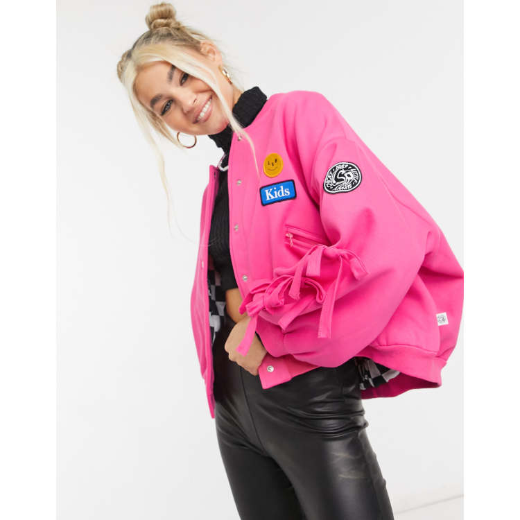 Little Sunny Bite oversized bomber jacket with badges co-ord