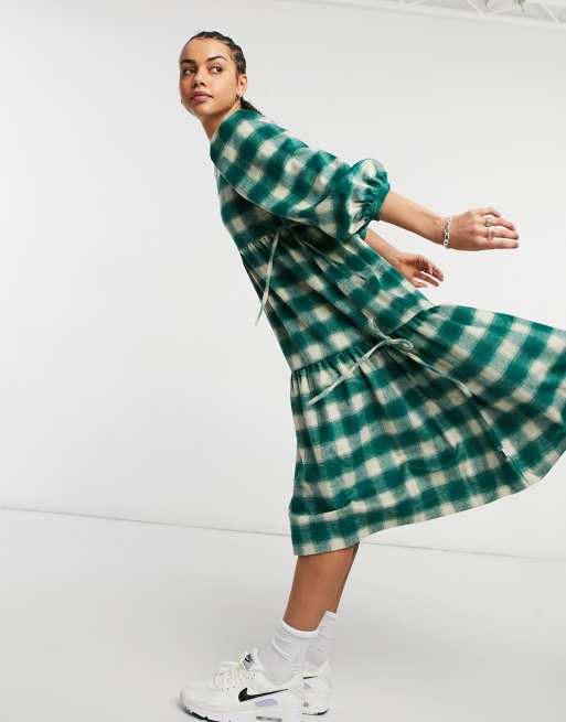 Little Sunny Bite oversized midi smock dress in check | ASOS