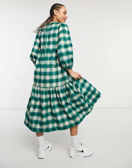 Little Sunny Bite oversized midi smock dress in check | ASOS