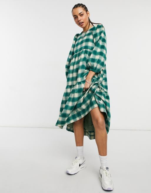 Little Sunny Bite oversized midi smock dress in check | ASOS