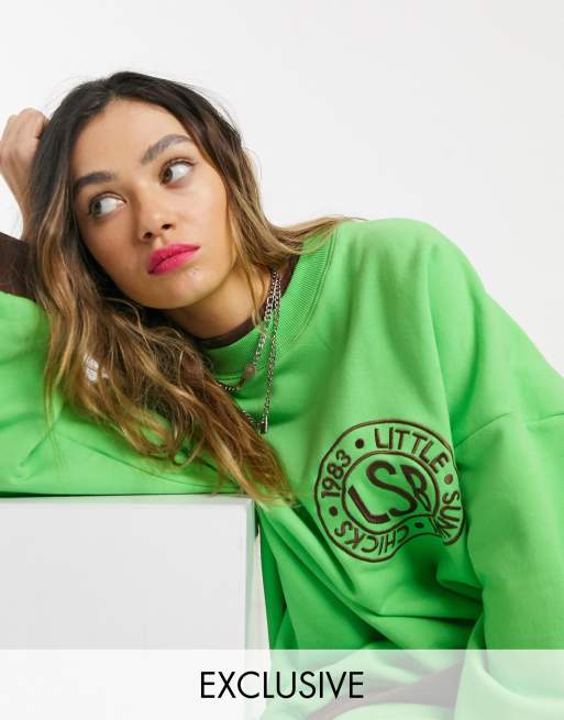 Little Sunny Bite oversized sweatshirt with front logo two-piece