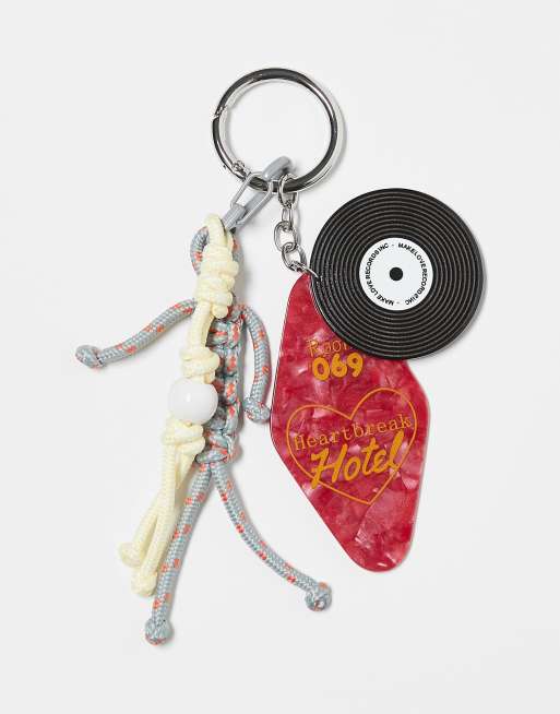 Llavero multicolor con charm de disco y cordón de ASOS DESIGN