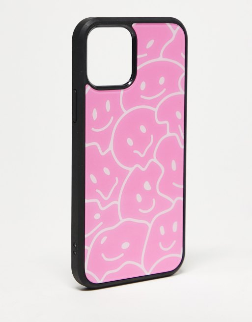 LMNADE – Schutzhülle für iPhone 12 in Rosa mit Smiley-Muster 