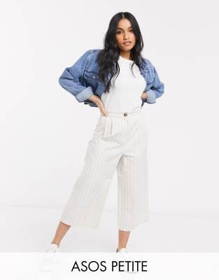 фото Льняные кюлоты в полоску asos design petite-мульти asos petite