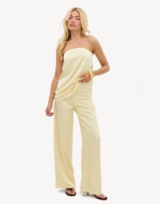 Loavies satin co-ord set in light yellow, 3 of 3