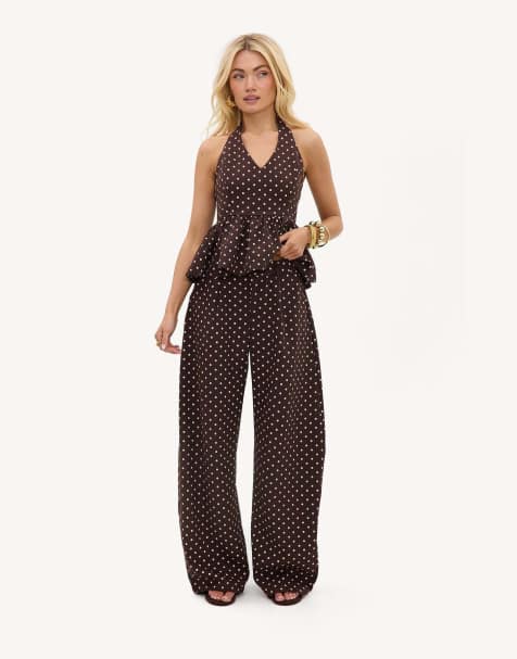 Loavies Always right polka dot balloon trousers in brown - view 1